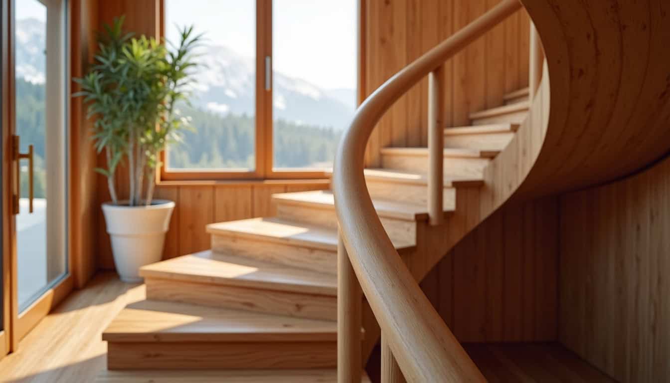 Monte-escalier tournant en cours d