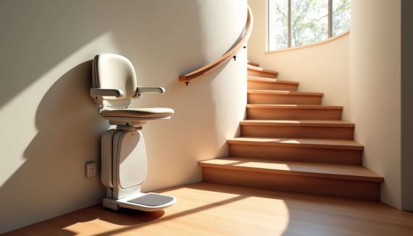 Monte-escalier tournant en cours d