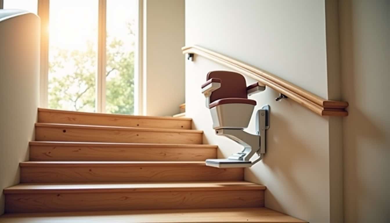 Monte-escalier tournant en cours d