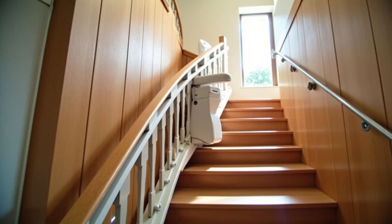 Monte-escalier tournant en cours d