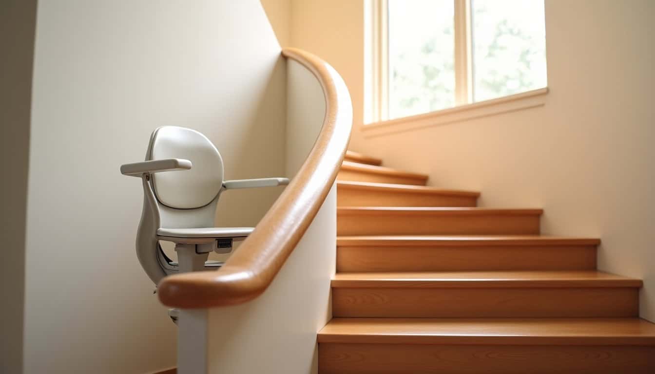 Monte-escalier tournant en cours d
