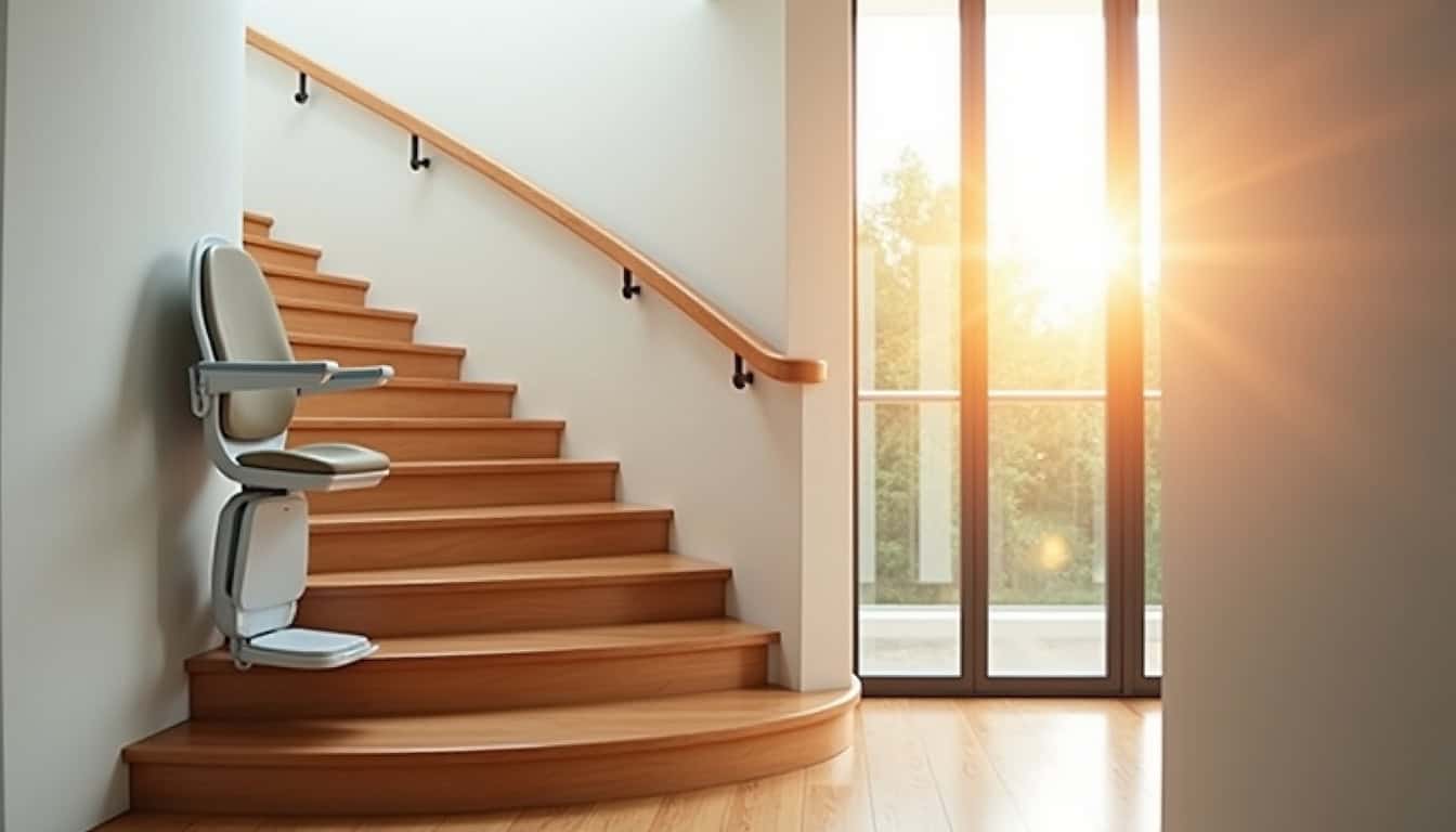 Monte-escalier tournant en cours d