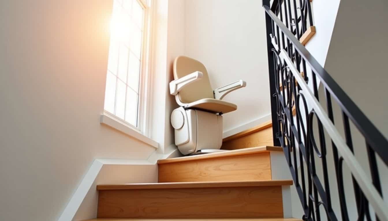 Monte-escalier tournant en cours d