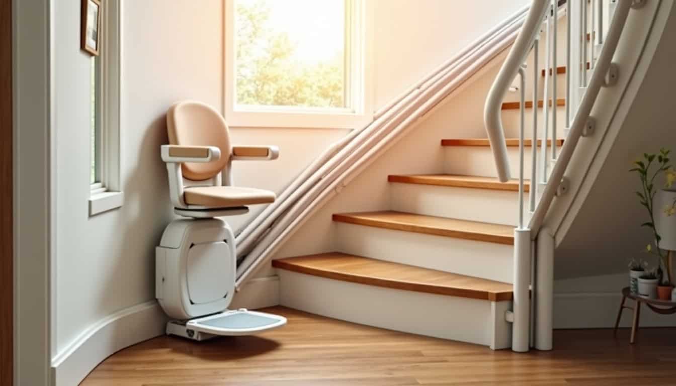 Monte-escalier tournant en cours d
