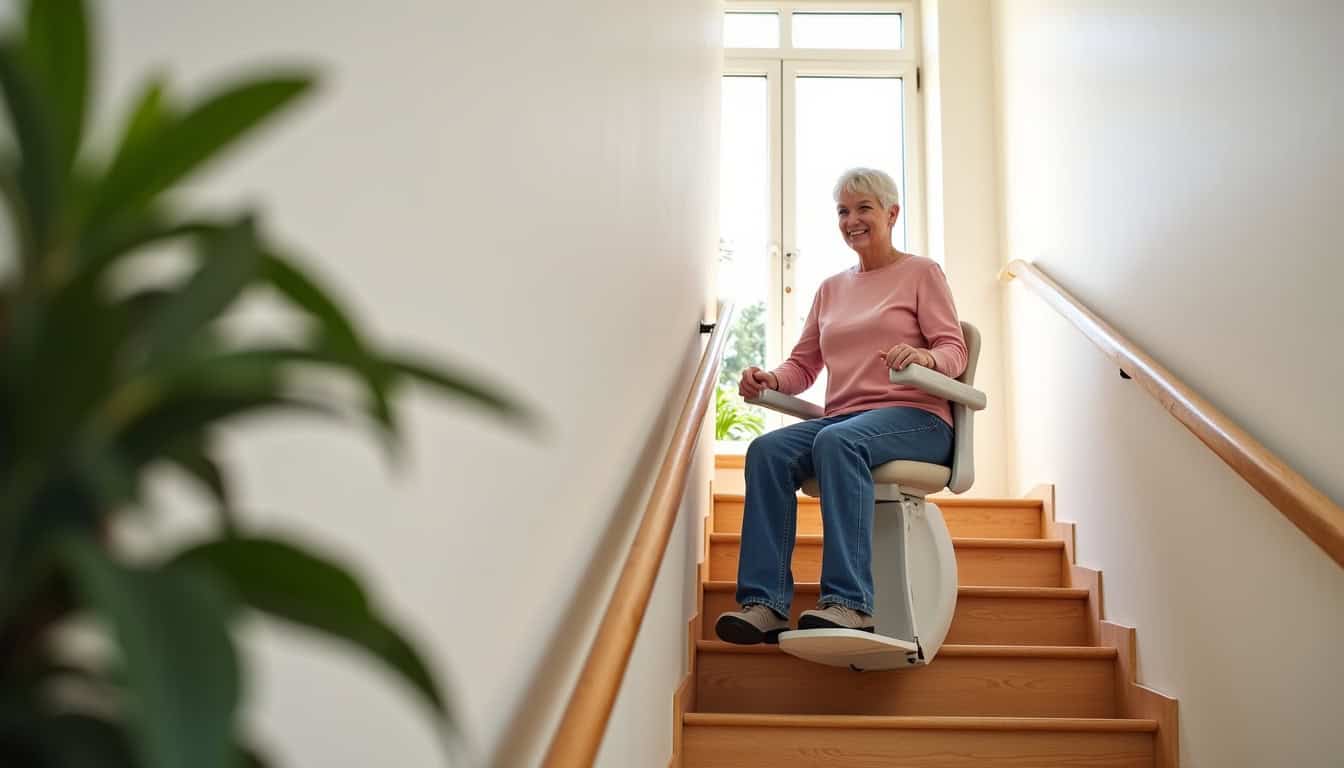Monte-escalier tournant en cours d