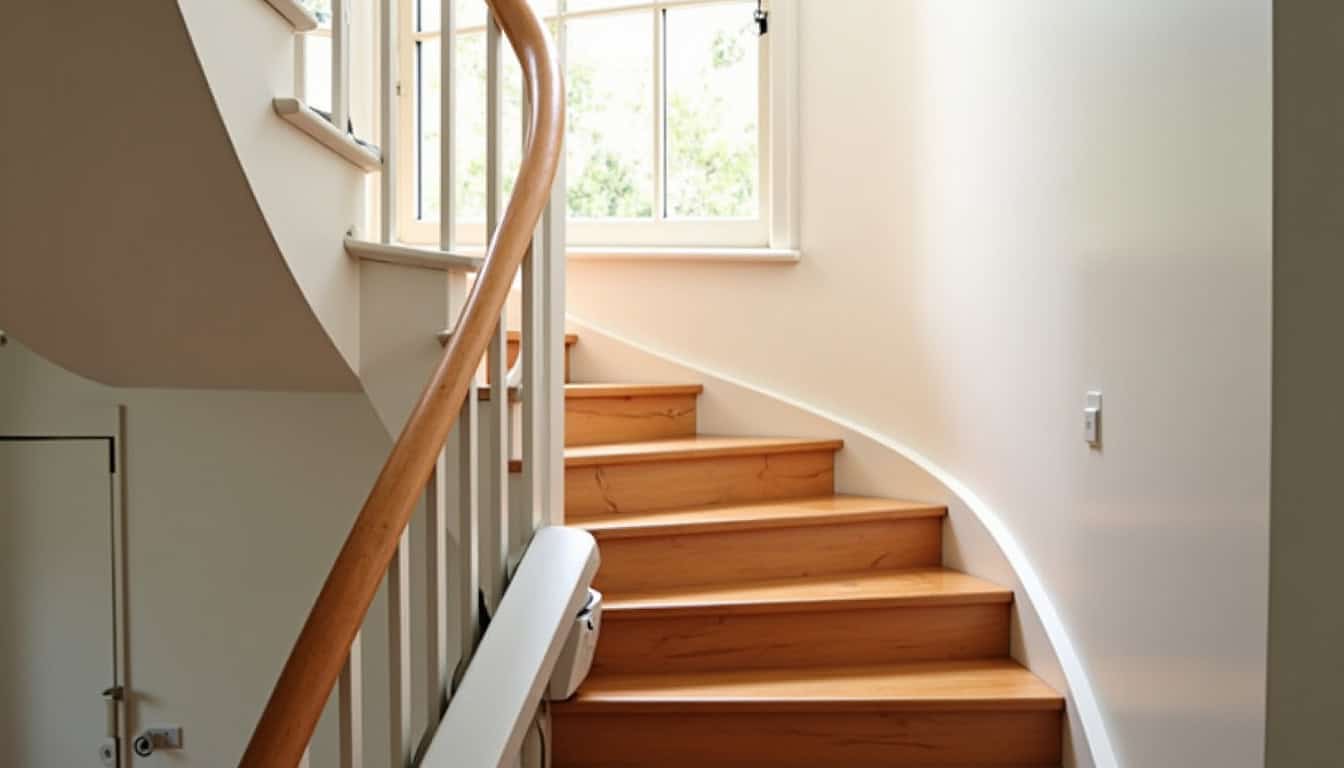 Monte-escalier tournant en cours d