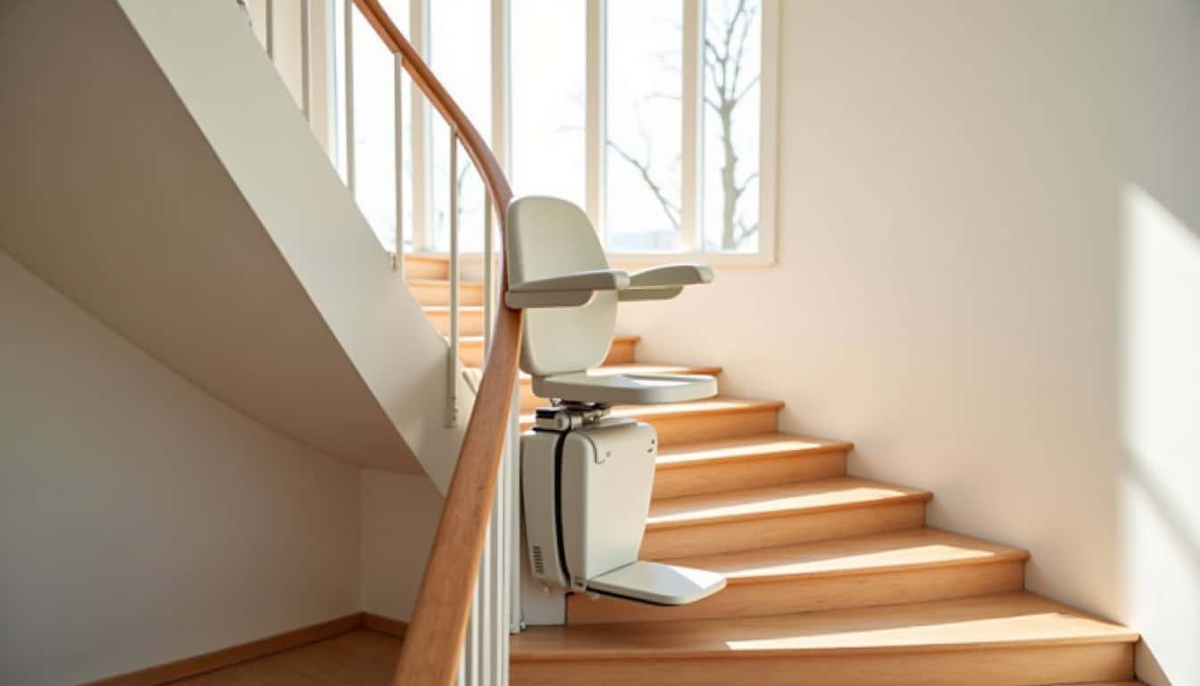 Monte-escalier tournant en cours d