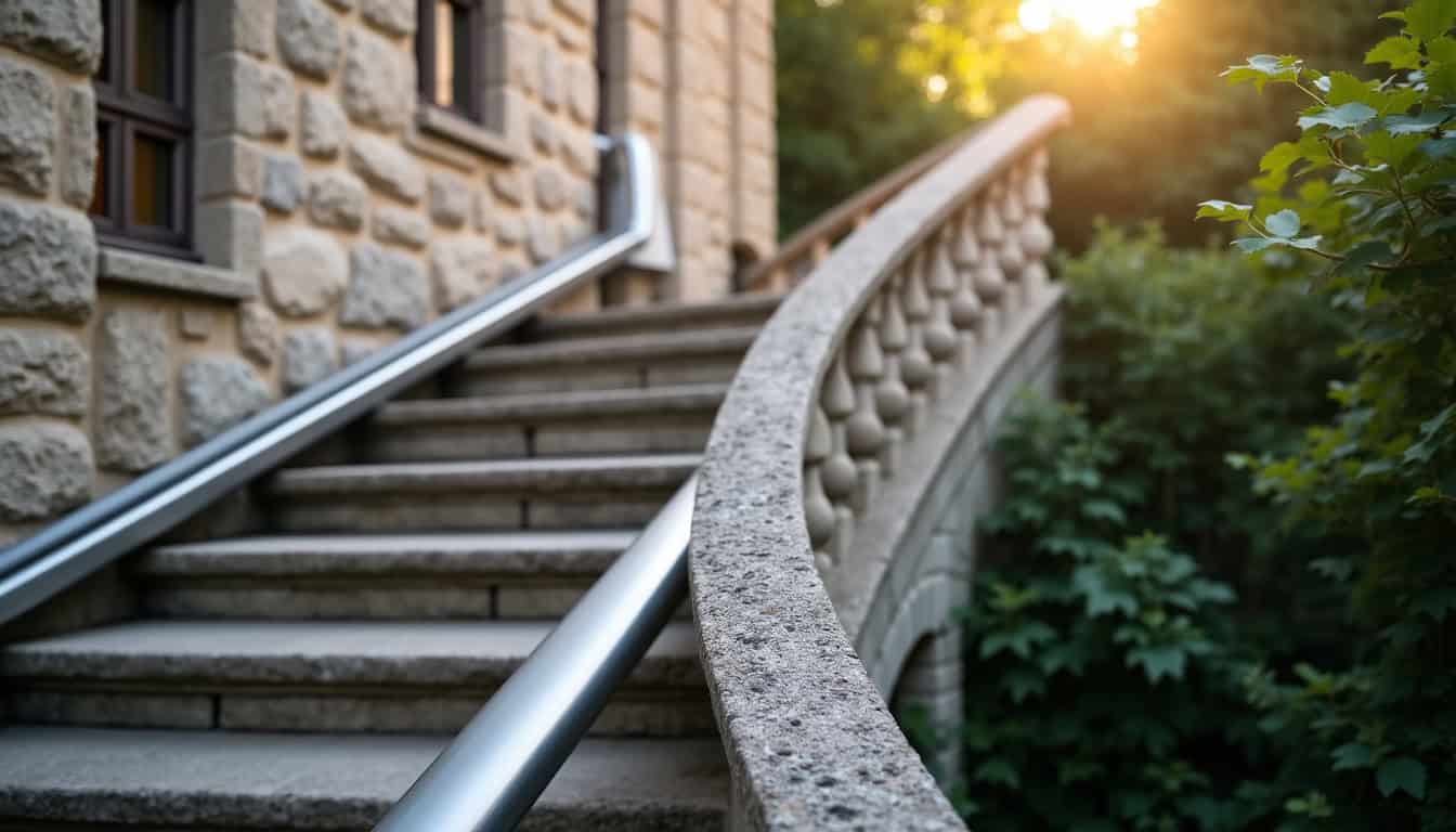 Monte-escalier tournant et extérieur en cours d