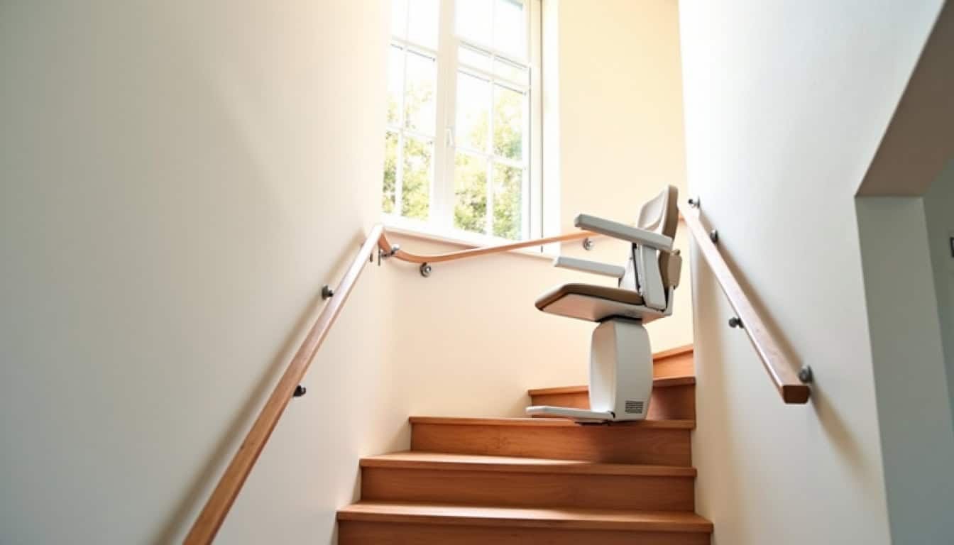 Monte-escalier tournant installé dans un escalier à virage, Calais