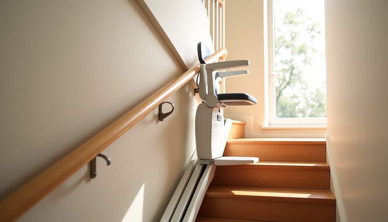 Monte-escalier tournant installé dans un escalier courbe à Marignane