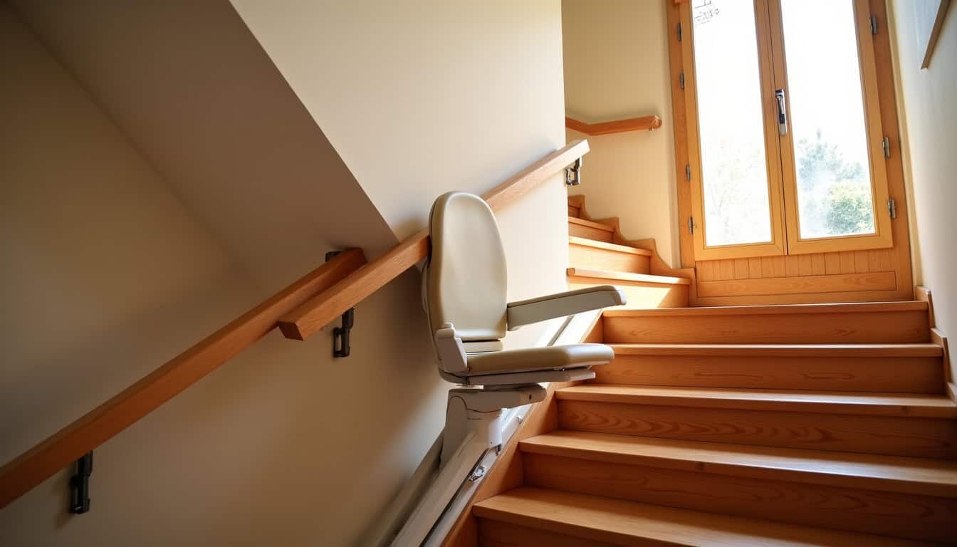Monte-escalier tournant installé dans un escalier intérieur à Blois