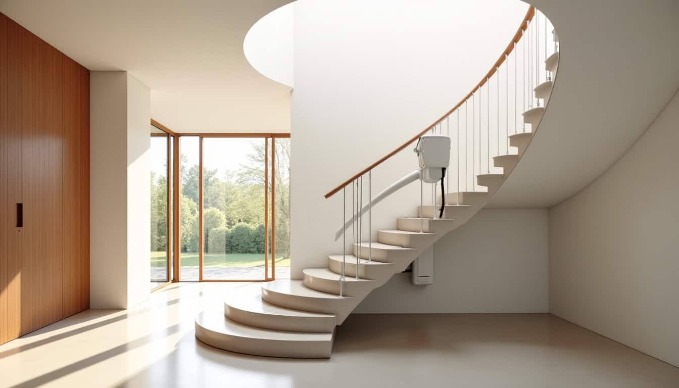 Monte-escalier tournant installé dans un escalier intérieur à Cahors