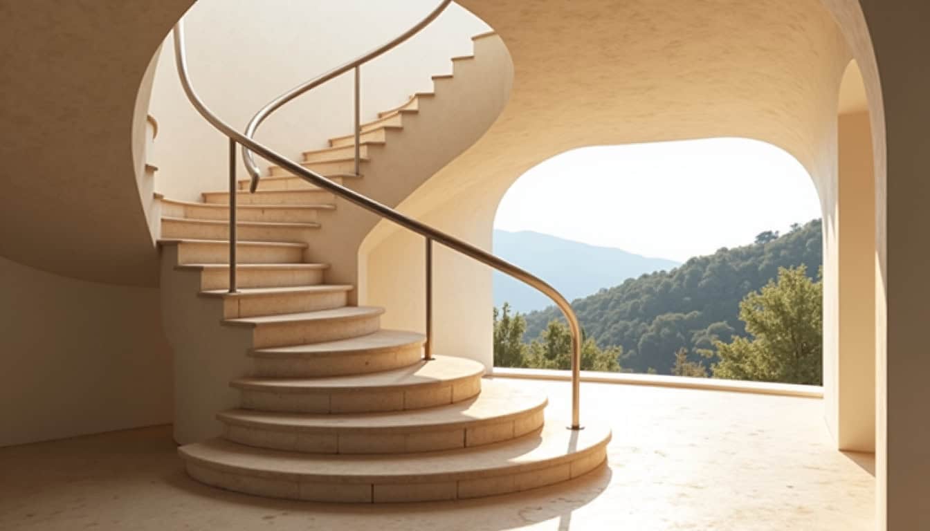 Monte-escalier tournant installé dans une habitation à Figari