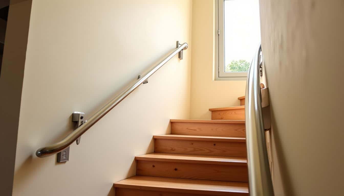Monte-escalier tournant installé dans une maison à Attichy, vue depuis le haut de l
