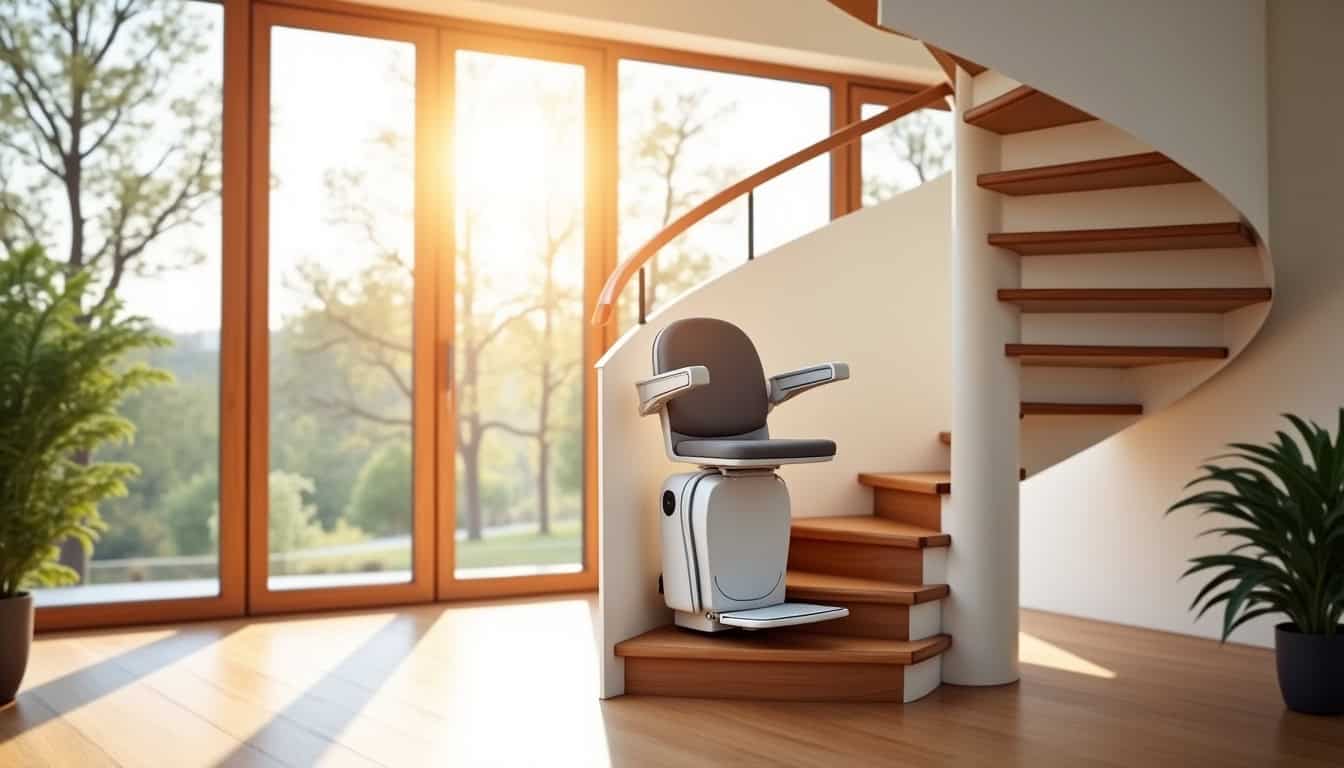 Monte-escalier tournant installé dans une maison à Aubagne