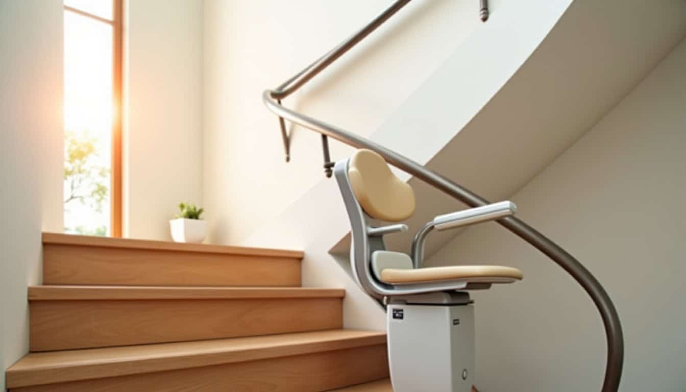 Monte-escalier tournant installé dans une maison à Barentin