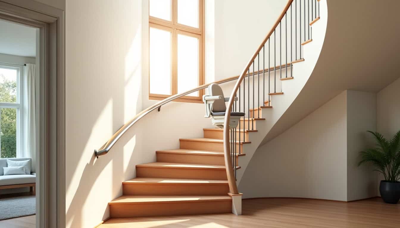 Monte-escalier tournant installé dans une maison à Biriatou
