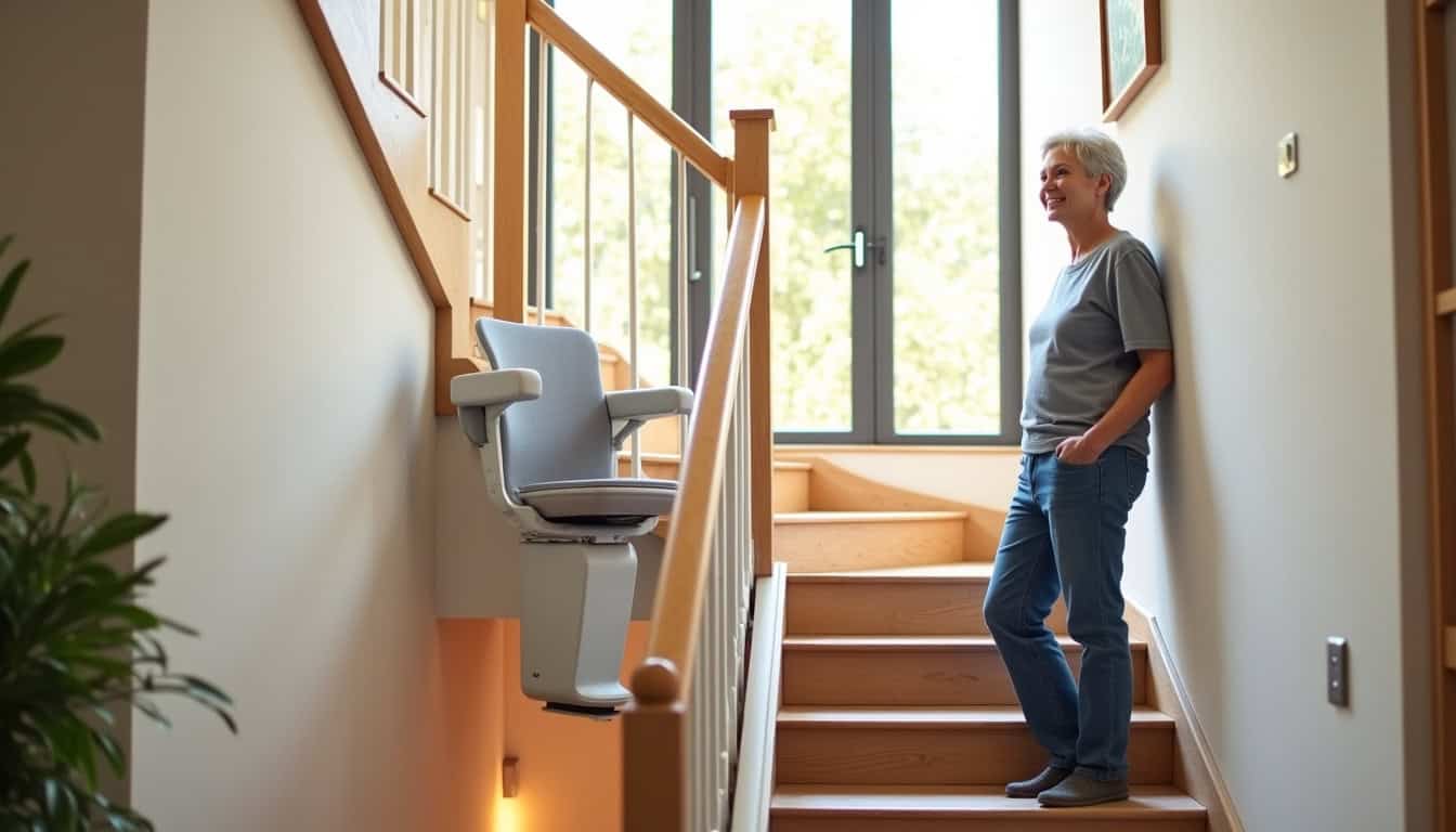Monte-escalier tournant installé dans une maison à Caen