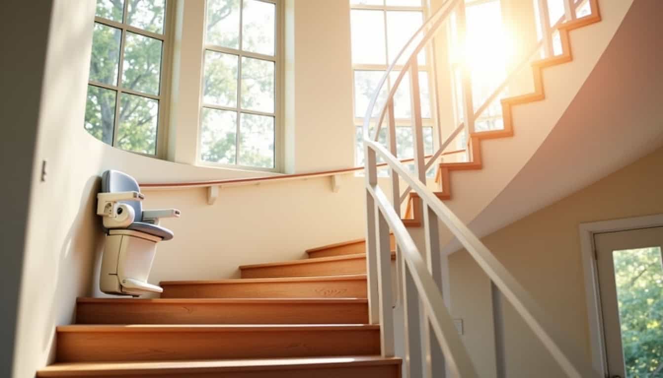 Monte-escalier tournant installé dans une maison à Carrières-sous-Poissy