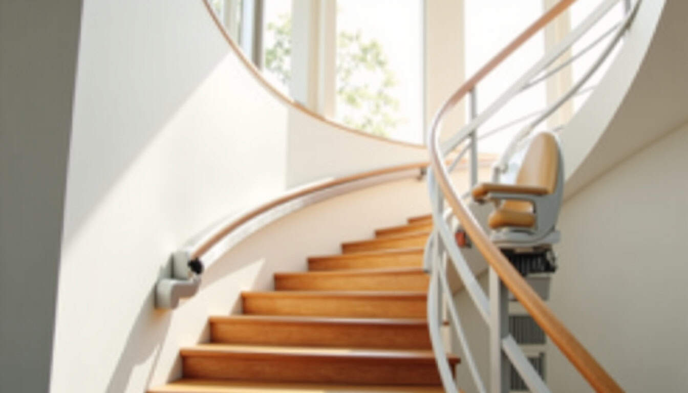 Monte-escalier tournant installé dans une maison à Chambaron sur Morge
