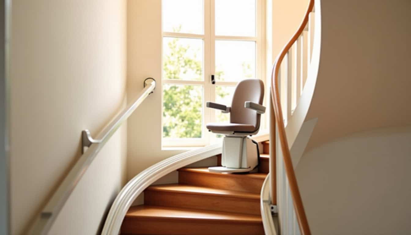 Monte-escalier tournant installé dans une maison à Genlis
