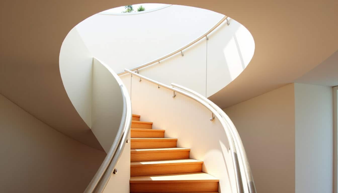 Monte-escalier tournant installé dans une maison à Guérard, escalier en colimaçon