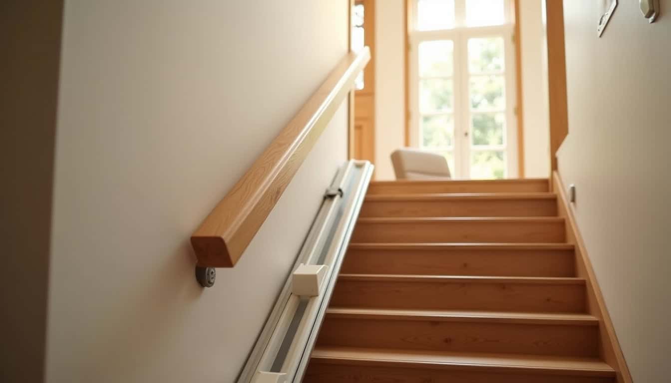 Monte-escalier tournant installé dans une maison à Losne, escalier avec virage et palier