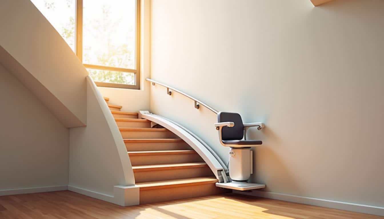 Monte-escalier tournant installé dans une maison à Marsas