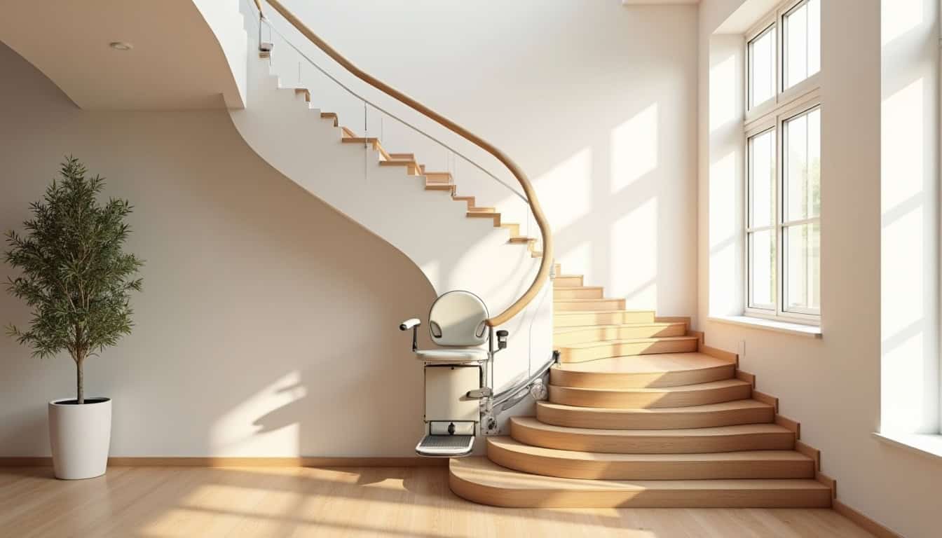Monte-escalier tournant installé dans une maison à Palaja