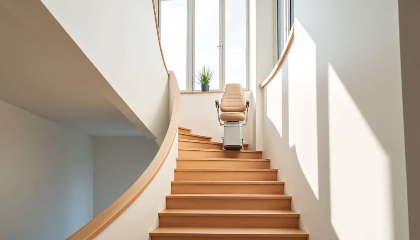 Monte-escalier tournant installé dans une maison à Peynier