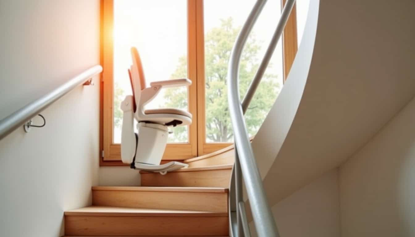 Monte-escalier tournant installé dans une maison à Plaimpied-Givaudins