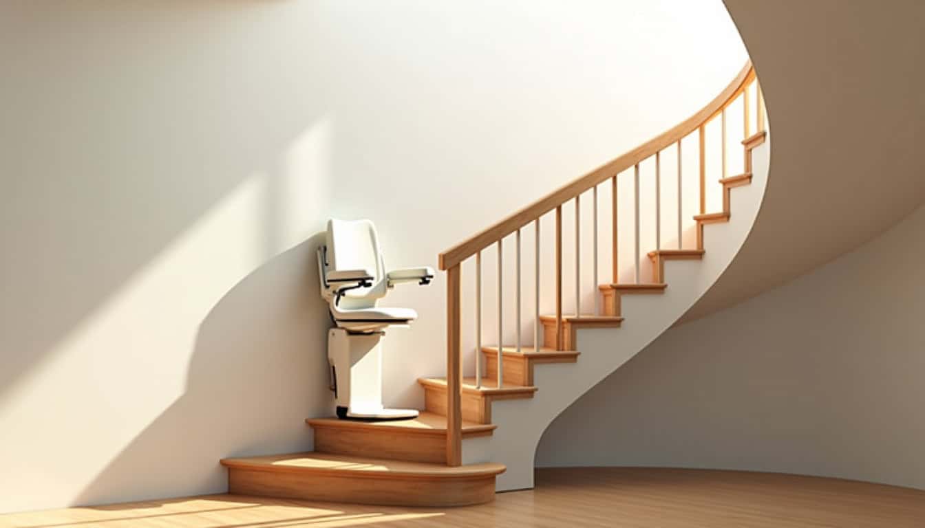 Monte-escalier tournant installé dans une maison à Pont-Sainte-Marie