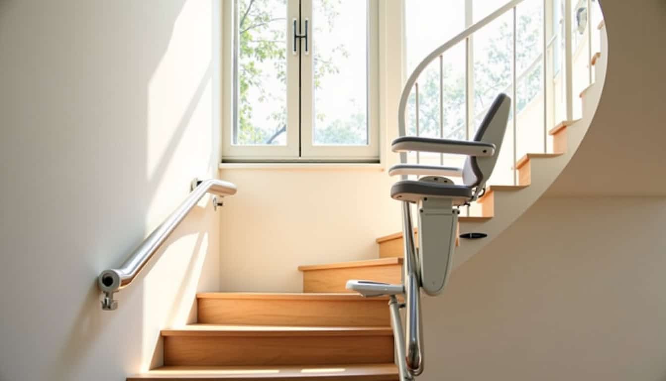 Monte-escalier tournant installé dans une maison à Reims