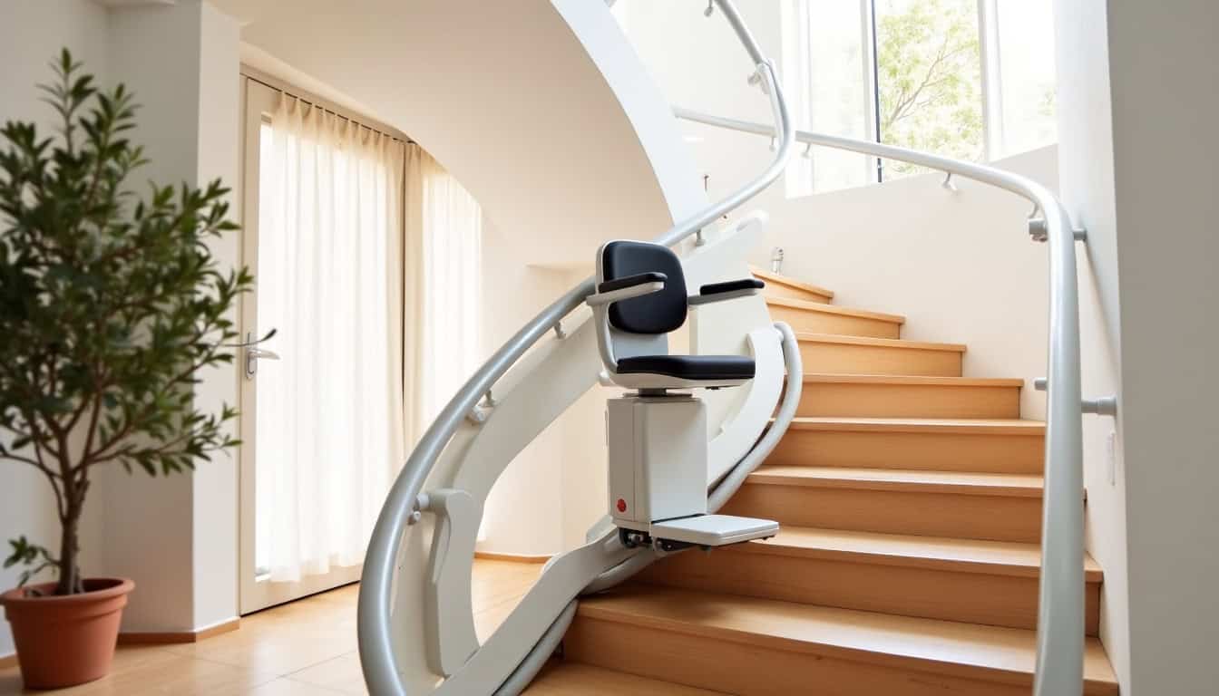 Monte-escalier tournant installé dans une maison à Sète