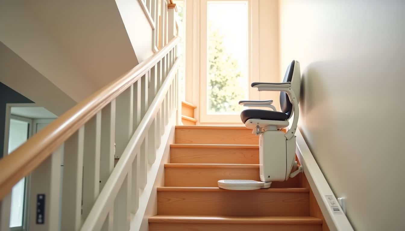 Monte-escalier tournant installé dans une maison à Sillingy