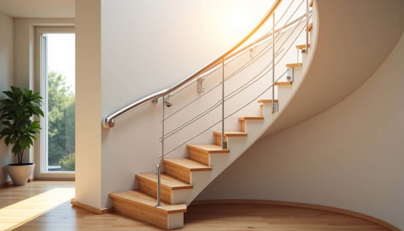 Monte-escalier tournant installé dans une maison à Tavel, escalier en colimaçon avec rail courbe