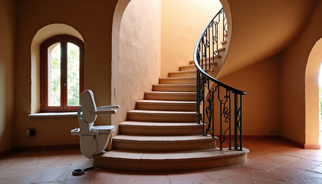 Monte-escalier tournant installé dans une maison ancienne à Arles