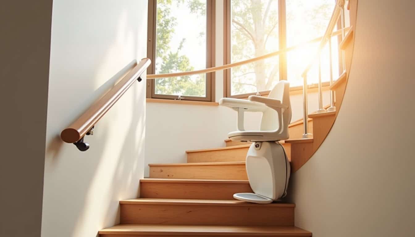 Monte-escalier tournant installé dans une maison de Bezouce