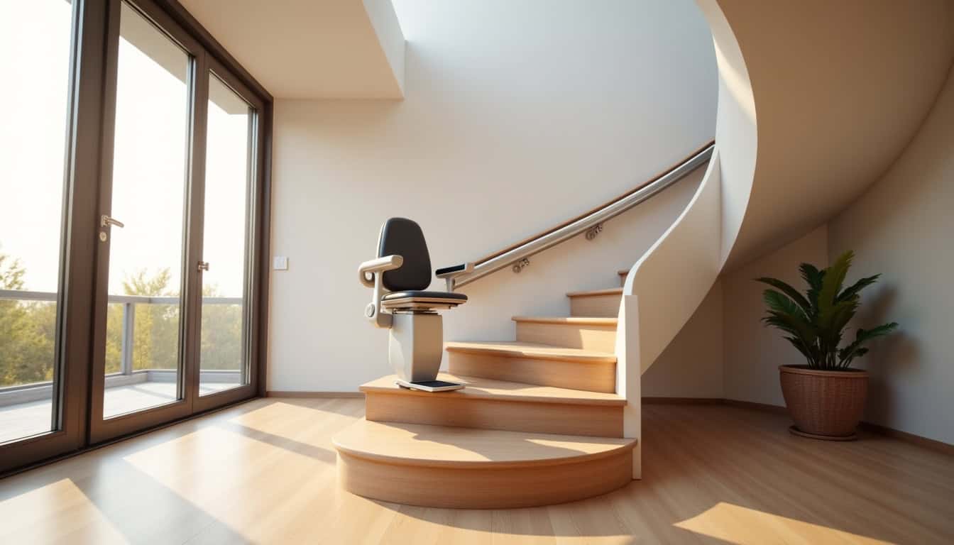 Monte-escalier tournant installé dans une maison de Landser
