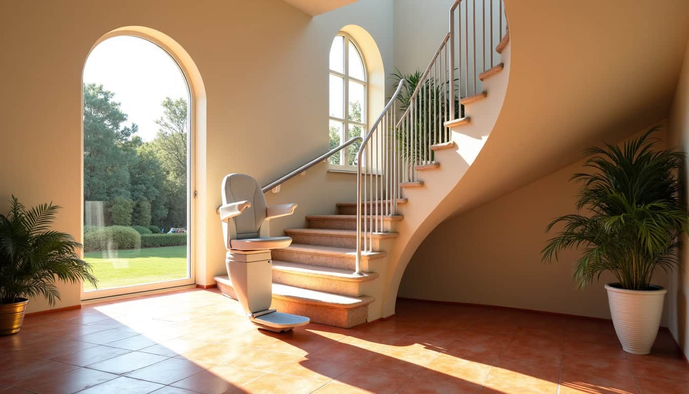 Monte-escalier tournant installé dans une villa méditerranéenne à Spéracèdes