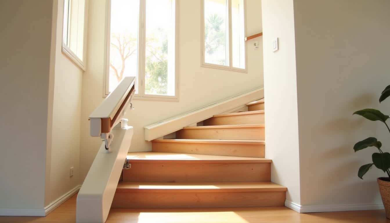 Monte-escalier tournant installé sur un escalier avec virage à Bidart