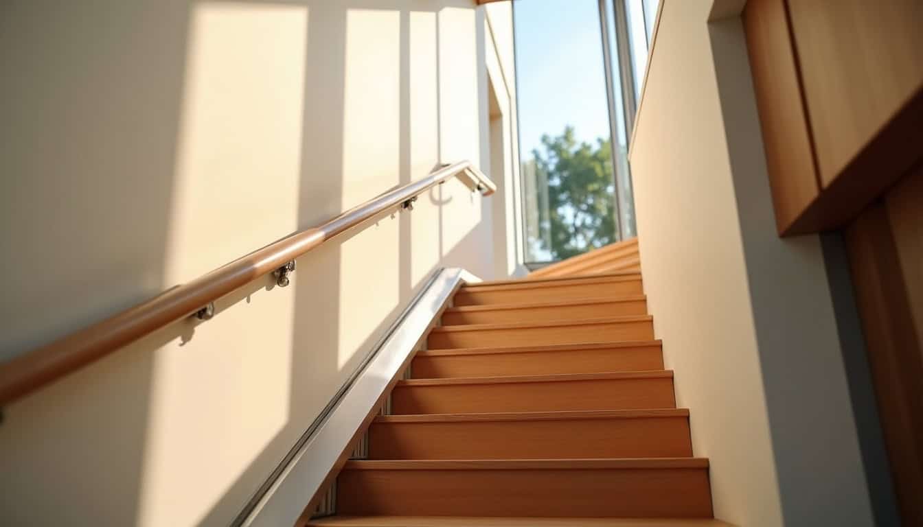 Monte-escalier tournant installé sur un escalier courbe à Noyal-Pontivy