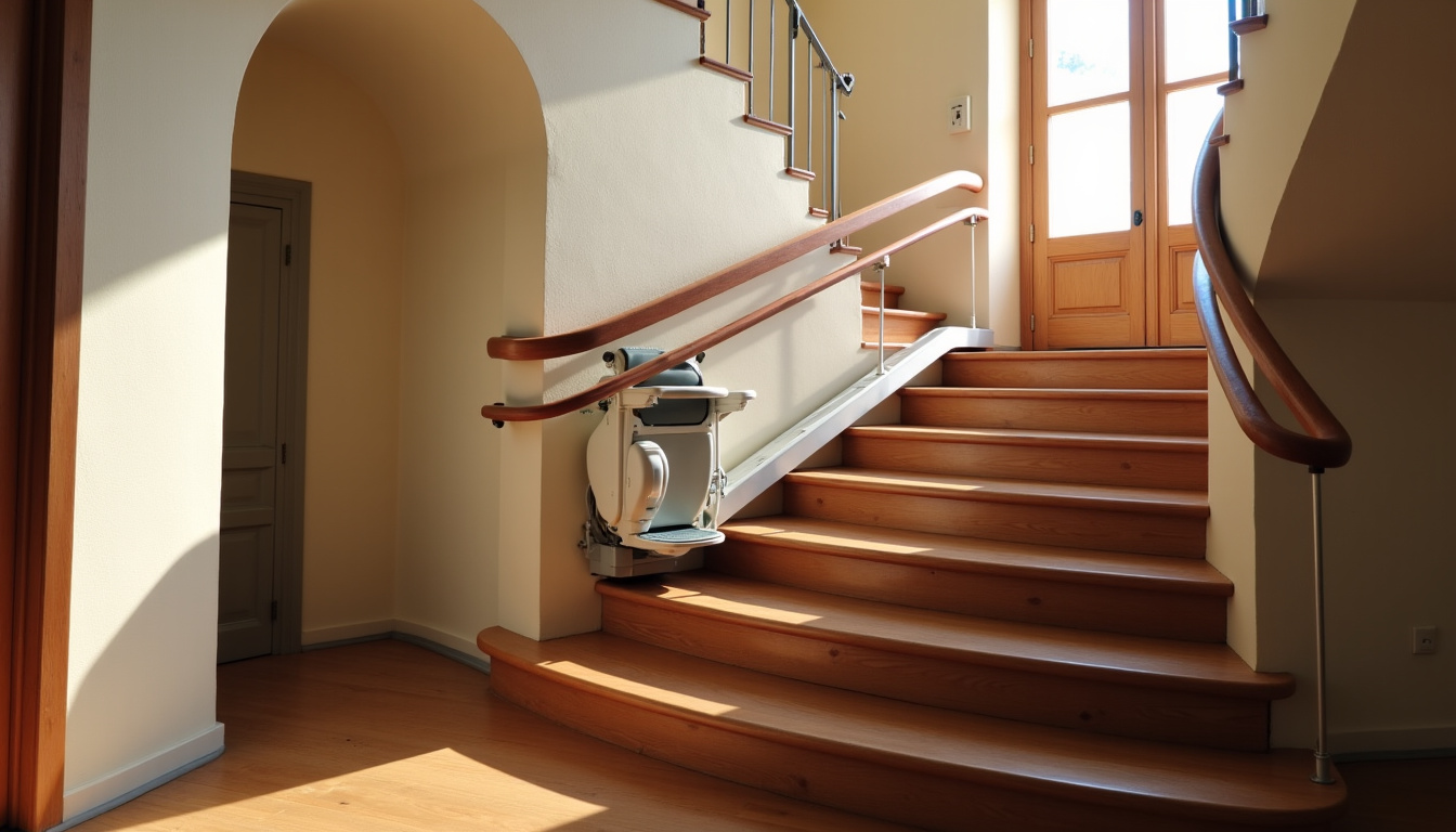 Monte-escalier tournant installé sur un escalier en colimaçon à Guéret