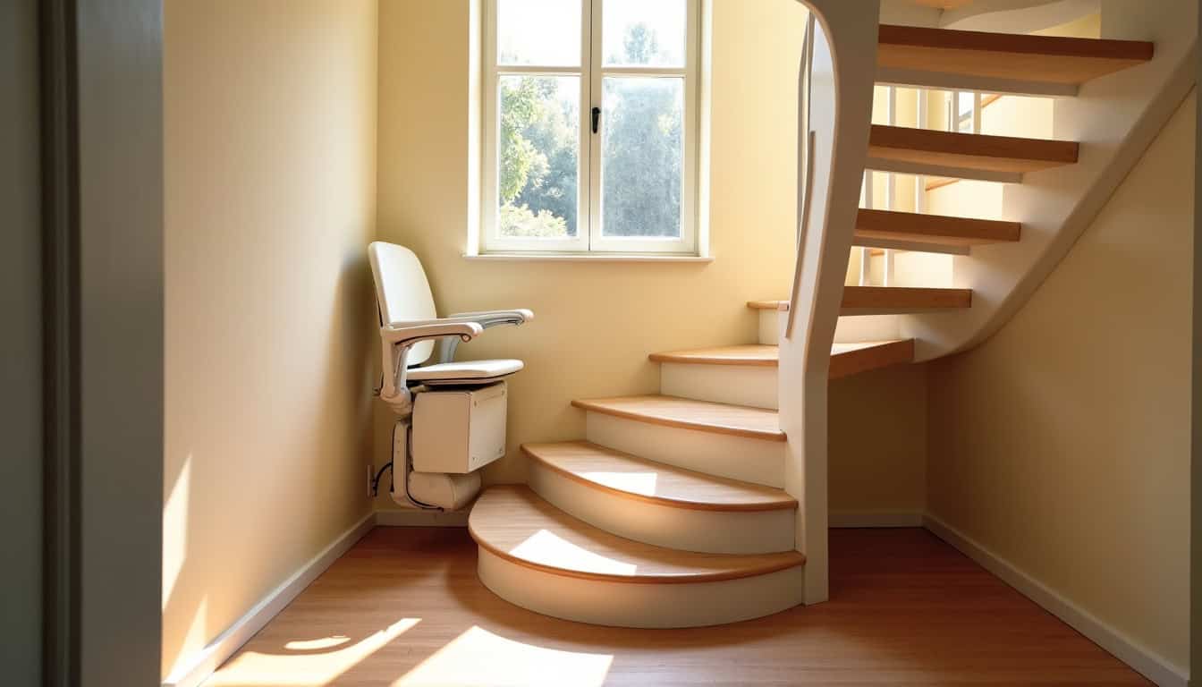 Monte-escalier tournant installé sur un escalier en colimaçon dans une maison à Carpentras