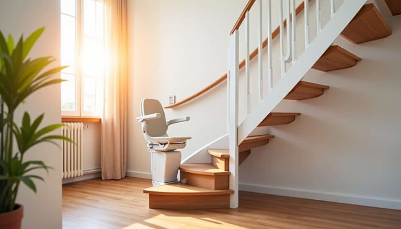 Monte-escalier tournant installé sur un escalier en colimaçon dans une maison de Rochefort