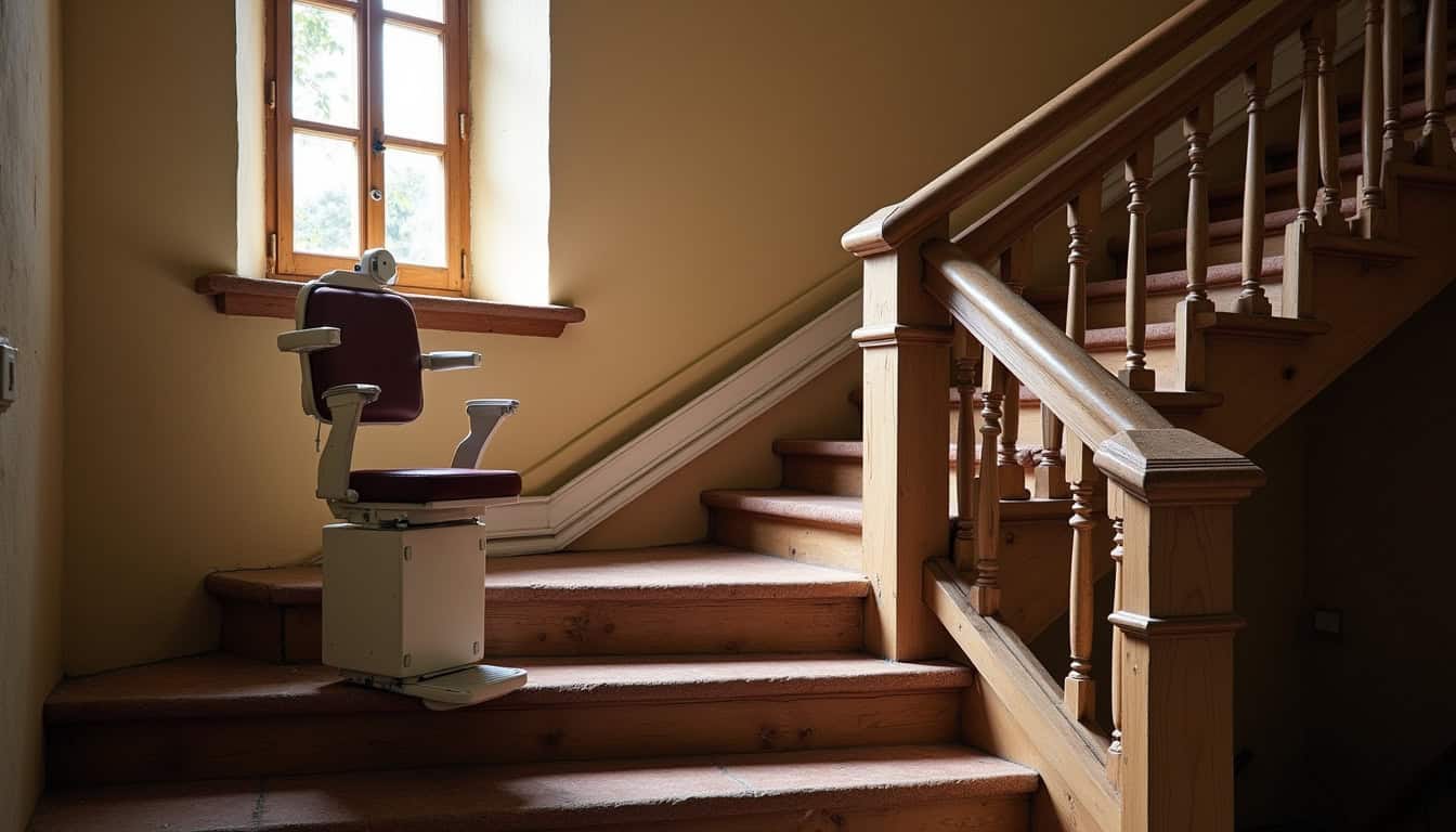 Monte-escalier reconditionné installé dans une maison ancienne à Valençay