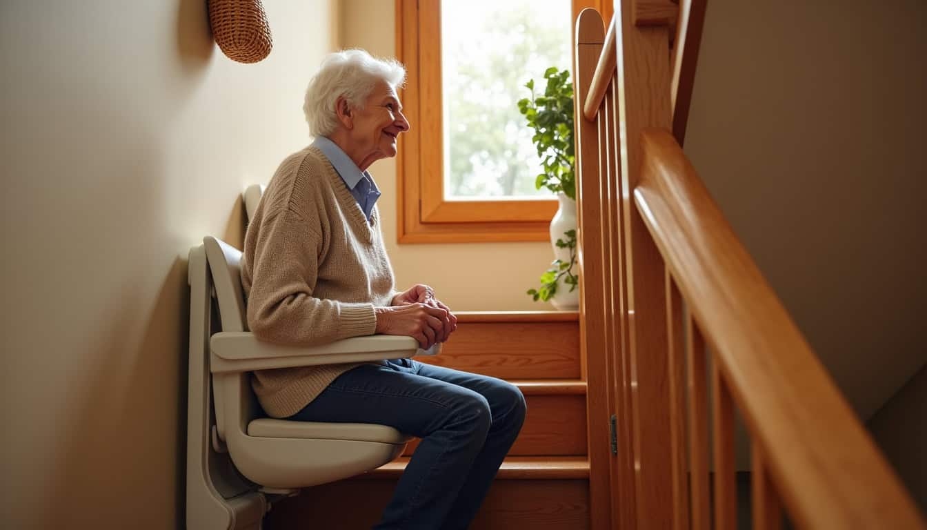 Personne utilisant un monte-escalier dans une maison de L’Isle-Adam