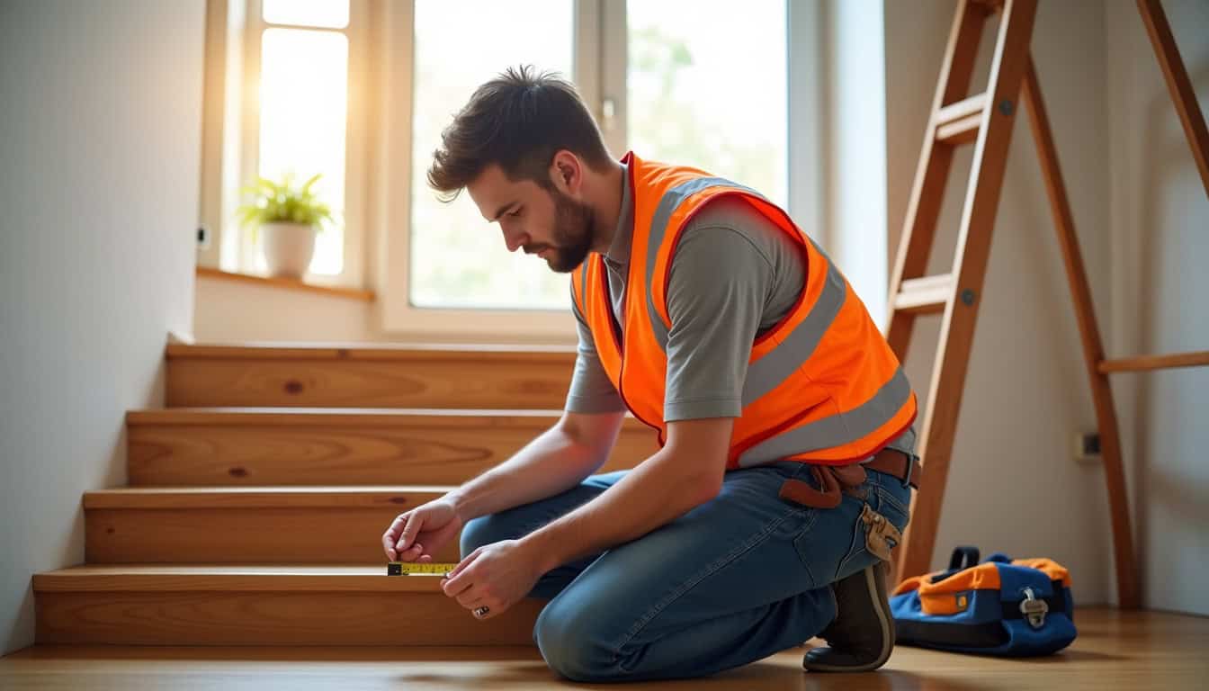 Prise de mesure par un installateur pour un devis de monte-escalier à Toulouse