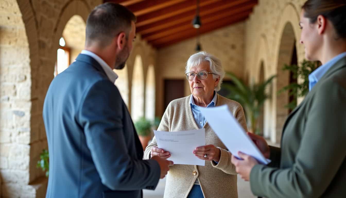 Résident déposant un dossier administratif à la mairie de Monteils pour une aide à l