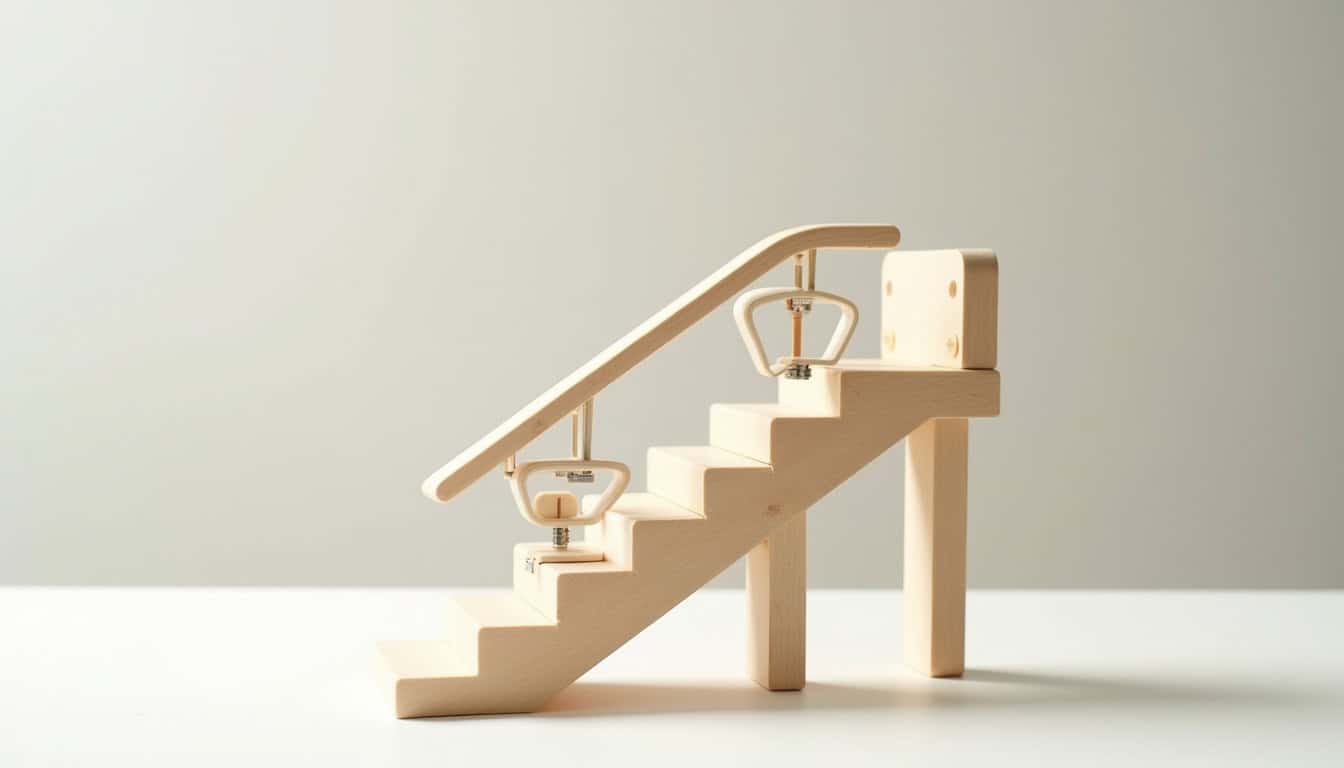 Schéma de fonctionnement d’un monte-escalier avec rail, siège et moteur